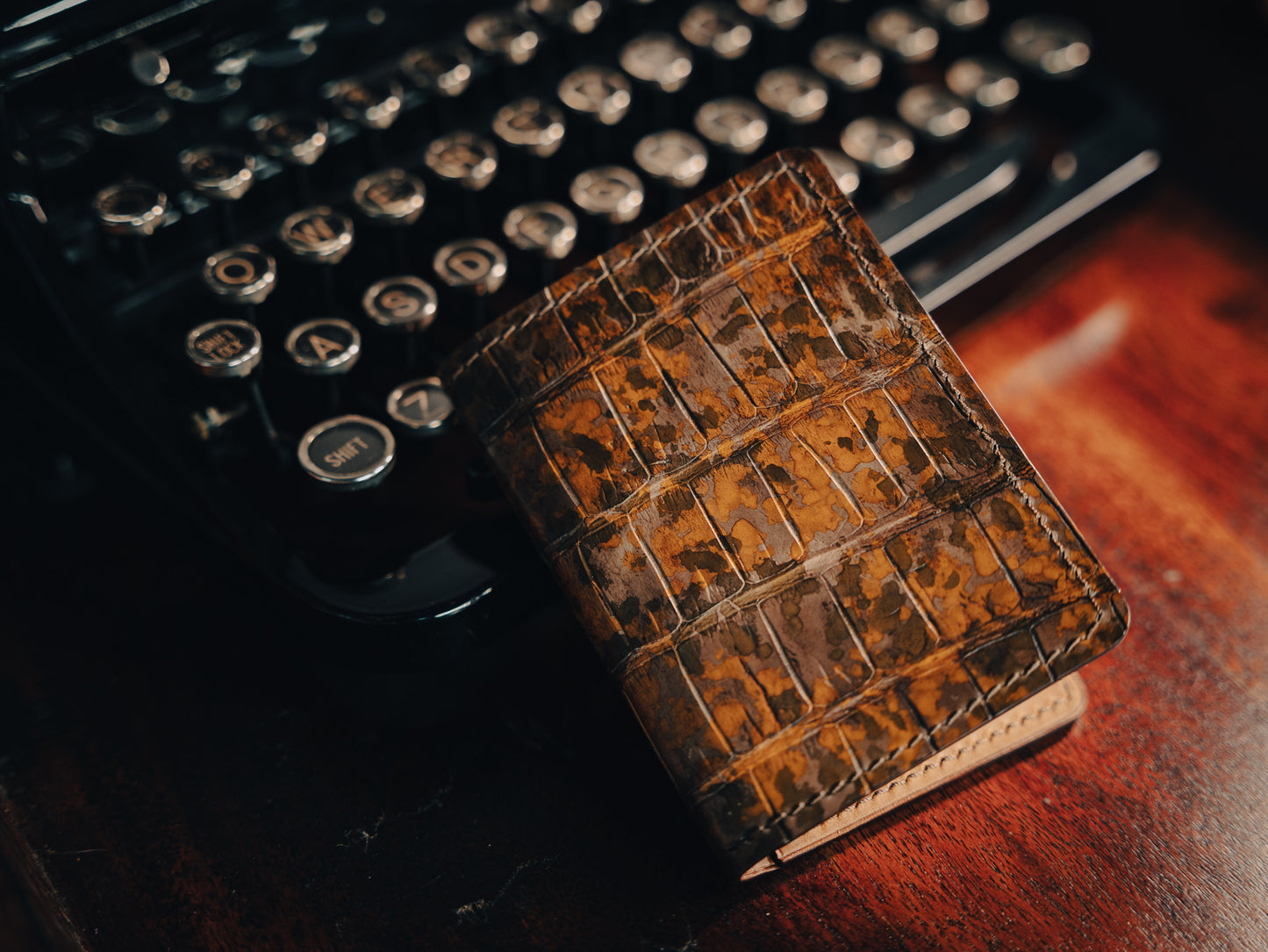 Hand Dyed Luxury Brown Alligator Vertical Bifold Wallet